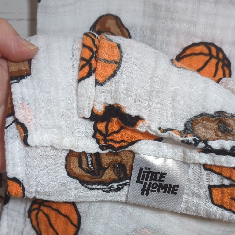 Little Homie Baby Ball Before You Crawl Basketball Muslin Swaddle Blanket Cotton - Picture 11 of 16